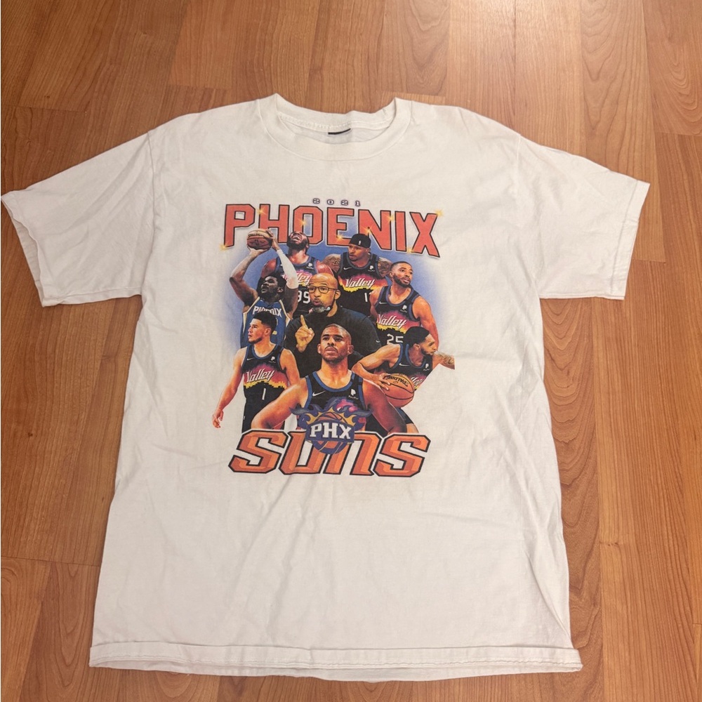 Phoenix Suns Graphic Tee - White with Orange & Purple Print